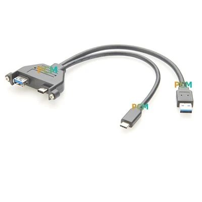 Skydo montavimo USB 3.0 ir C tipo dvigubų prievadų kabeliai